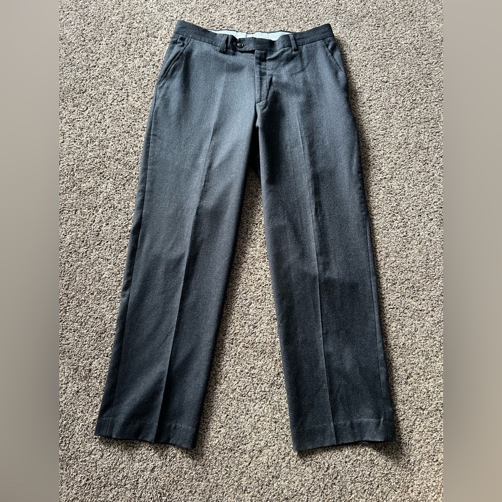 Orvis Men's 100% Wool Dress Pants Size W 34X 30 L Black Pleated